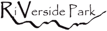 Riverside Park logo with black handwritten text and a wavy line beneath it