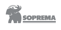 Logo d'éléphant gris pour SOPREMA, une entreprise de matériaux de construction.