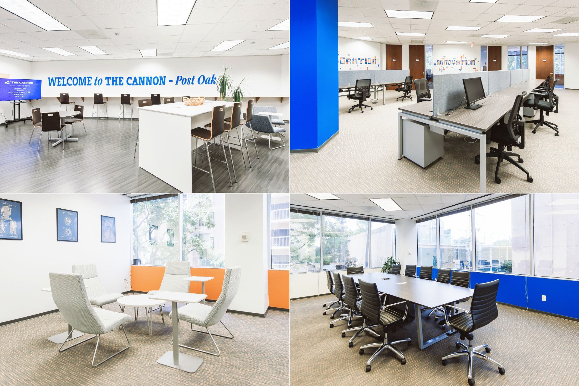 collage of images of The Cannon Post Oak coworking space