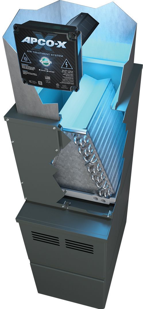 Blue and gray vending machine with a black top display and illuminated product section