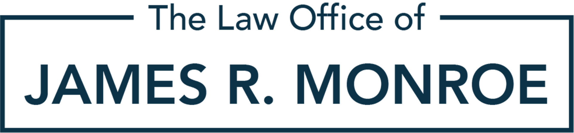 The Law Office of James R. Monroe logo, text in a blue rectangle.