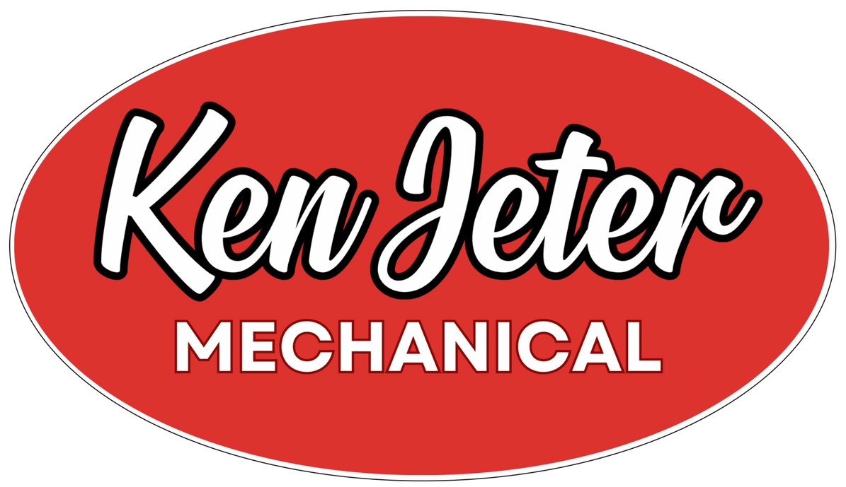 The logo for ken jeter mechanical is red and white