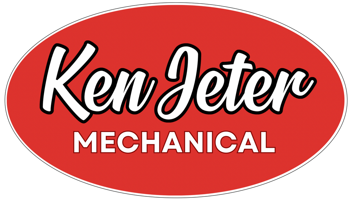 The logo for ken jeter mechanical is red and white