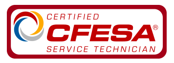 A logo for a certified service technician