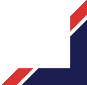 A red , white and blue triangle on a white background
