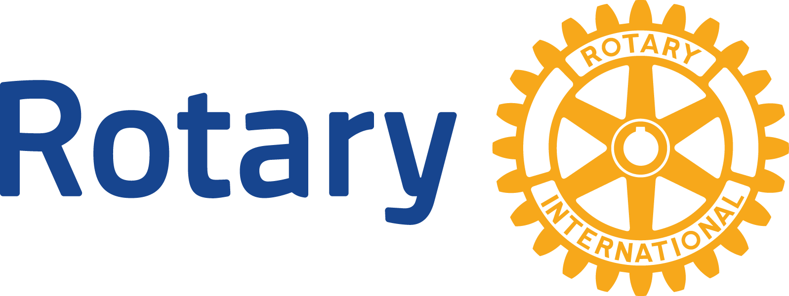 A logo for the rotary club with a yellow gear.