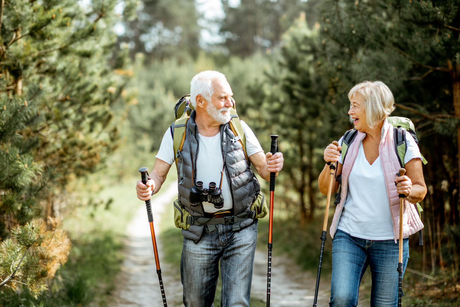 A happy couple traveling reinforces the idea of