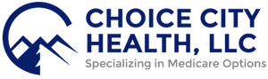 Choice City Health LLC logo with a mountain-and-semi-circle graphic and text "Specializing in Medicare Options."