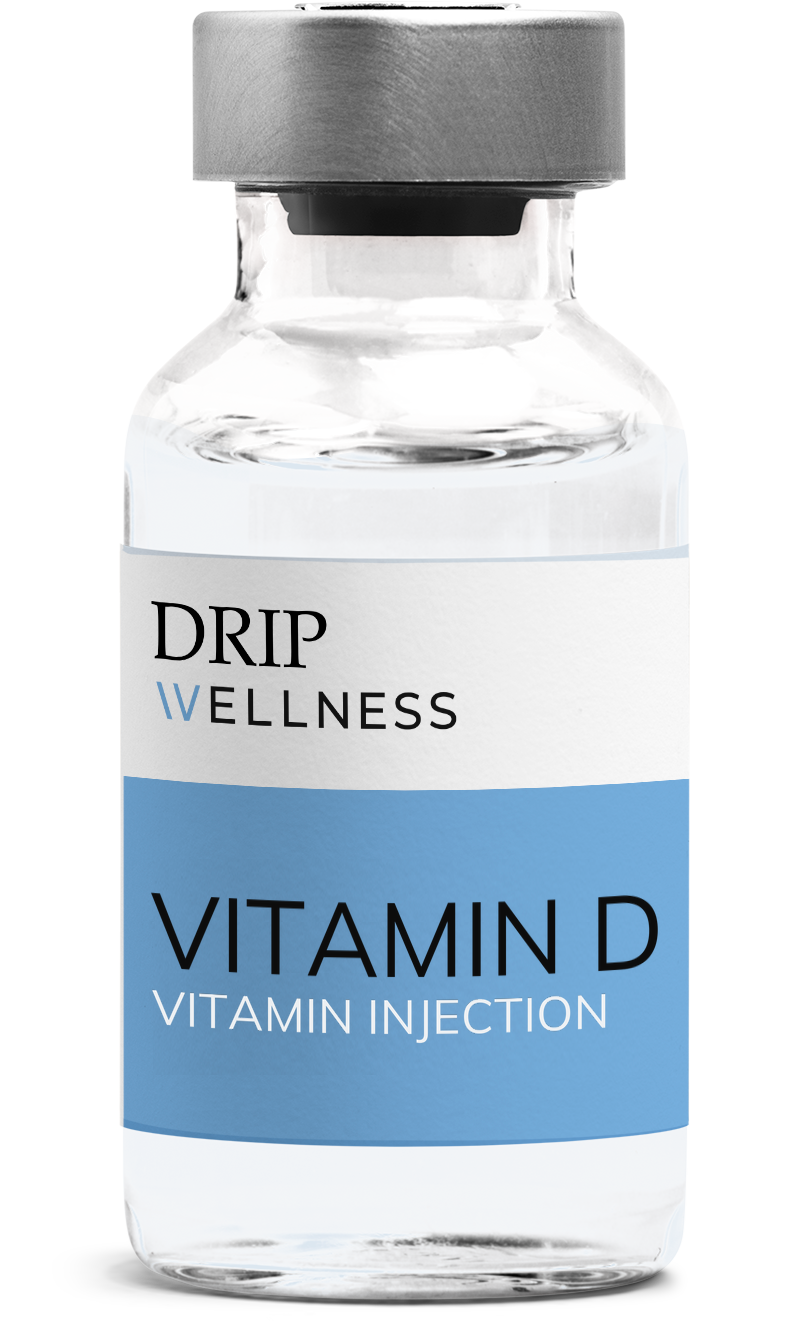 Bottle of Vitamin D injection, labeled