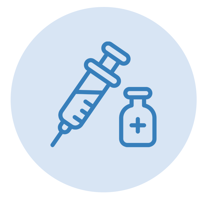 Vitamins A, B, C, and D with plus signs, inside a light blue circle.