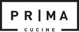 Il logo di prima cucine è in bianco e nero con una cornice nera.