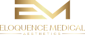 Gold “EM” logo above the words “Eloquence Medical Aesthetics” on a white background