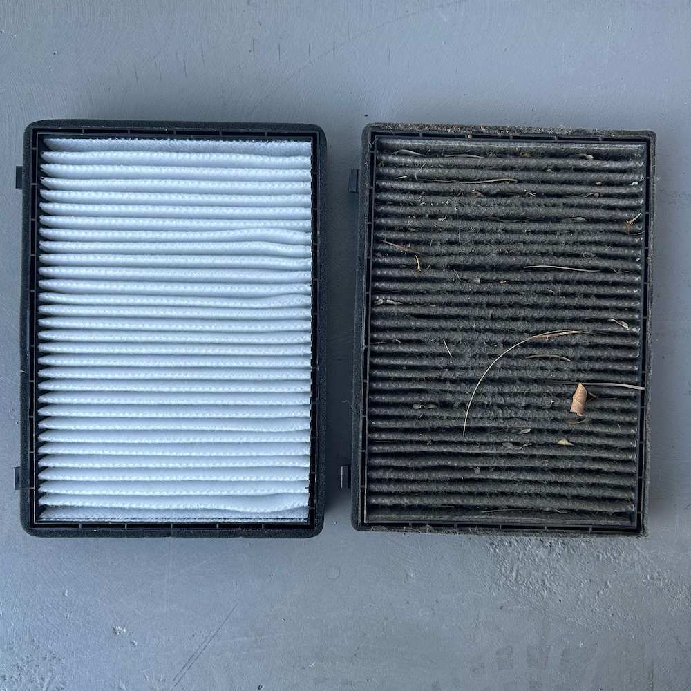 Two Air Filters, One Clean and One Dirty, Are Sitting Next to Each Other — RNA Mechanical In Yandina, QLD