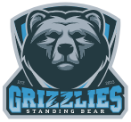 A grizzlies logo with a bear head on a white background.