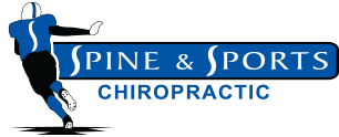 The logo for spine & sports chiropractic shows a football player
