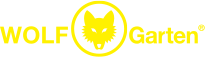 The wolf garten logo is yellow and has a wolf in a circle.