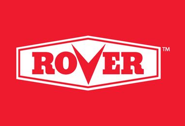 The rover logo is on a red background.