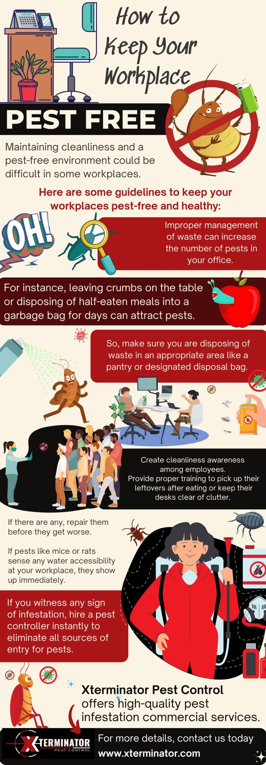 Infographic titled “How to Keep Skin Happy with PEST FREE,” with illustrated grooming, care steps, and festive scenes.