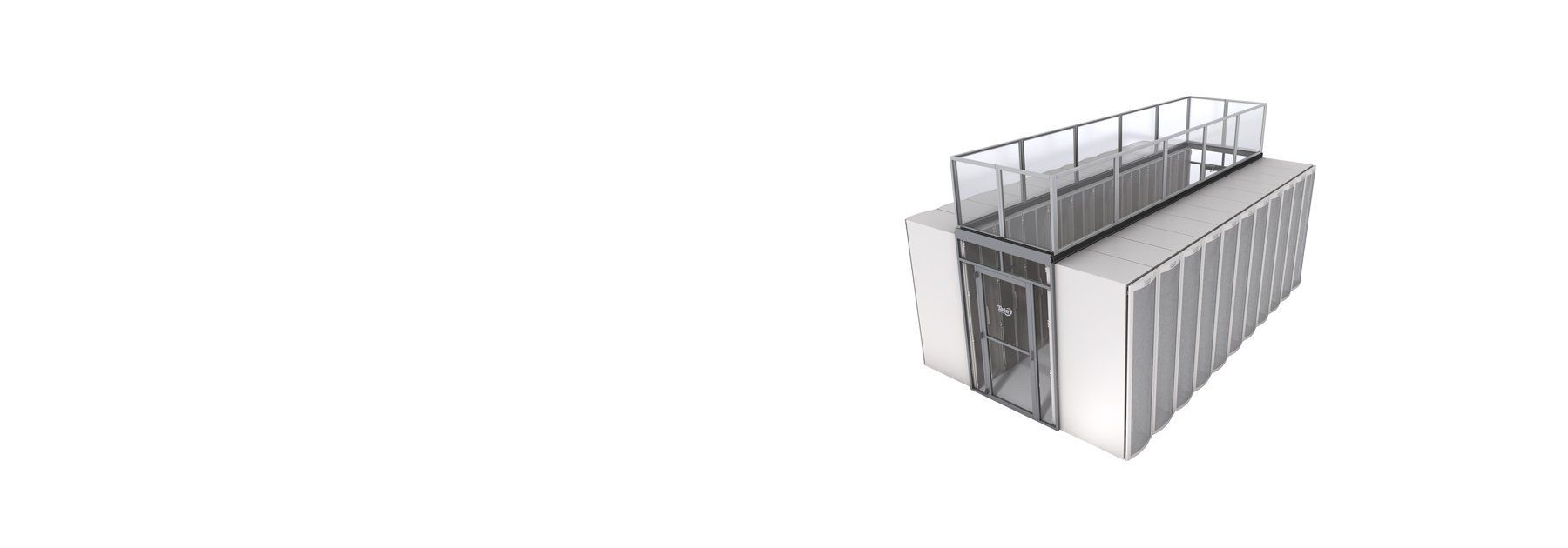 A 3d model of a shipping container on a white background.
