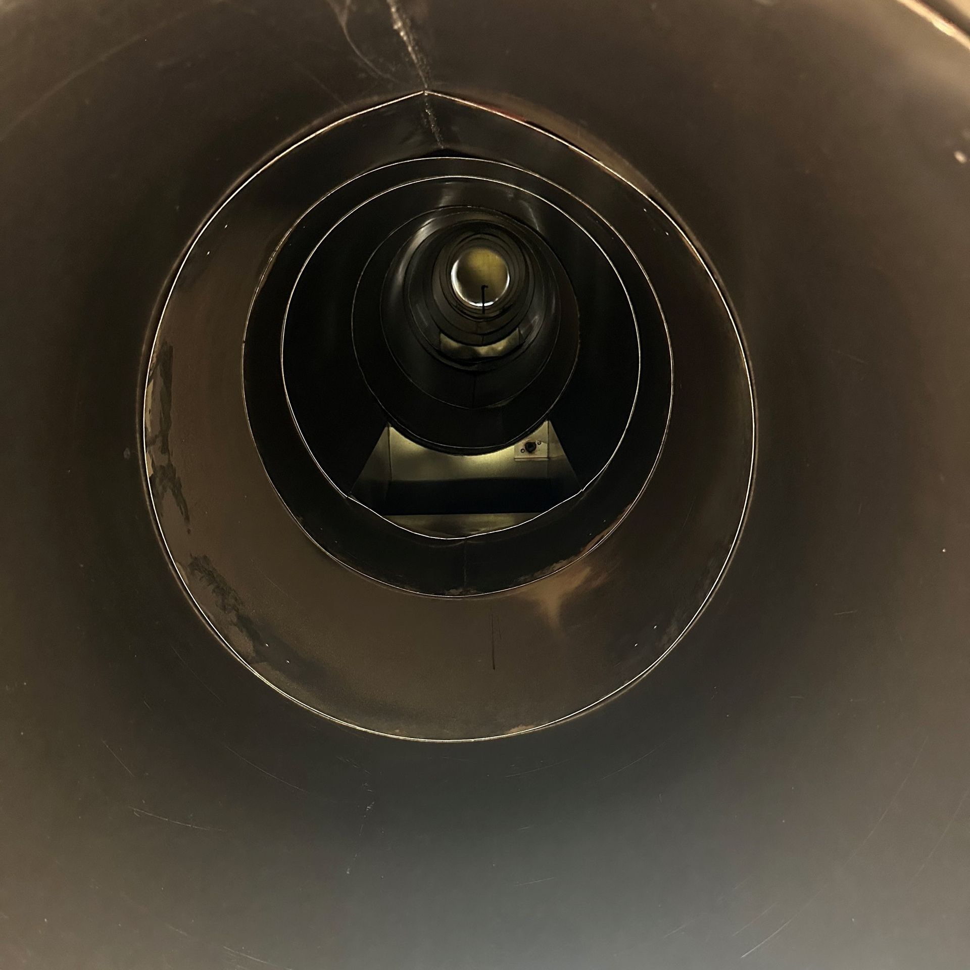 trash chute, linen chute, recycle chute, interior view, Chutes International, Burgess Company, Oklahoma