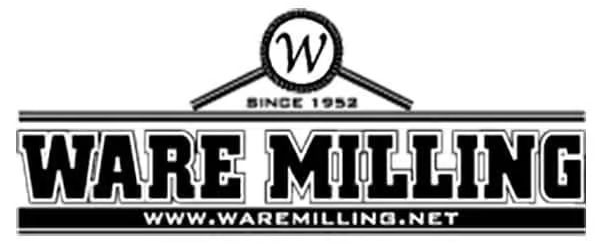 Ware Milling logo with a circular W, website address, and
