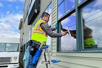 a window being cleaned