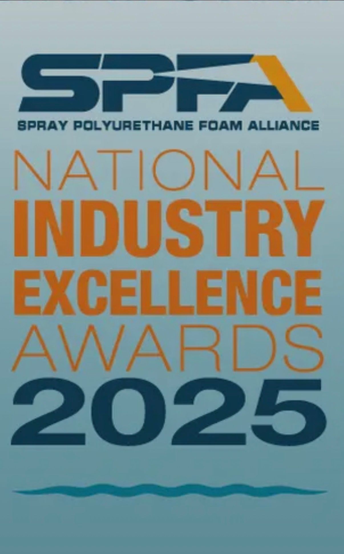 The 2025 SPFA National Industry Excellence Awards logo with navy blue text and orange accents on a light blue background.