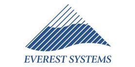 Logo of Everest Systems, featuring a blue mountain-like shape with diagonal lines and the company name below in blue text.