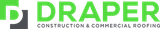 Logo for Draper Construction & Commercial Roofing. Green and gray design.