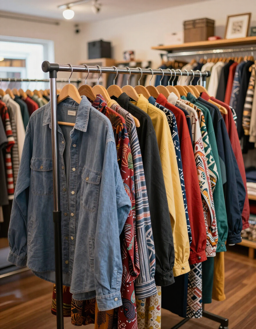 Clothing rack at Twice Threaded thrift store