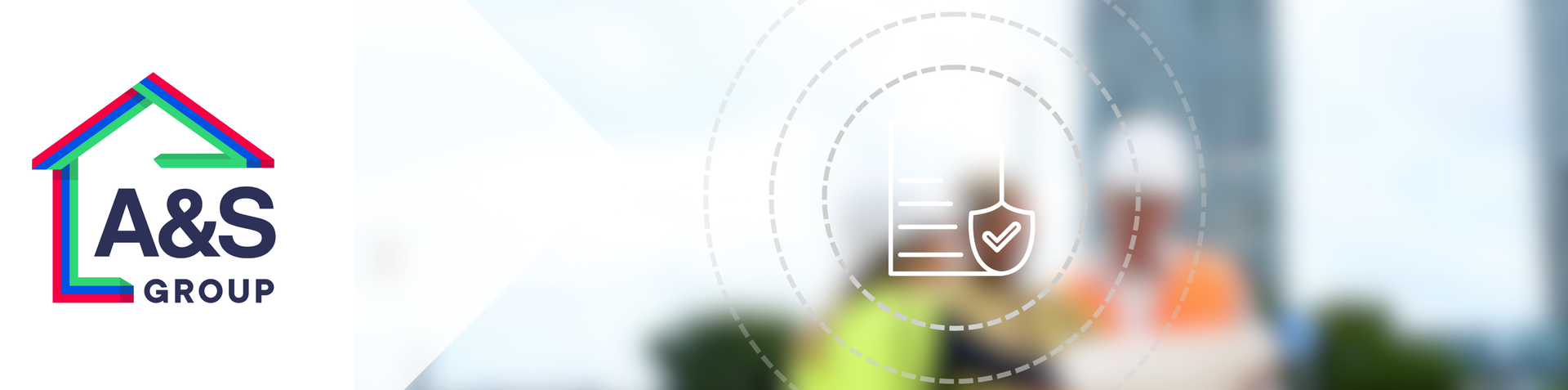 A&S Group logo in a white banner with blurred medical-themed background and circular icons.