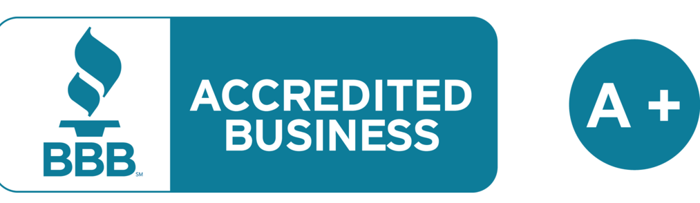 BBB Accredited Business logo and A+ rating badge.