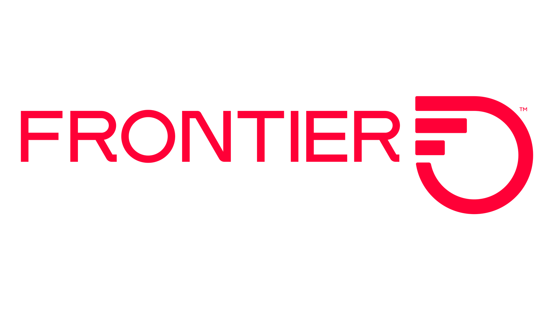 Frontier Communications logo: red text and symbol on white background.