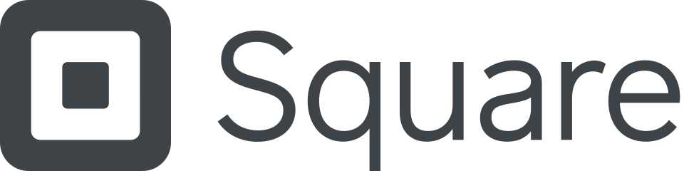 Square logo: dark gray square within a rounded square, with the word "Square" to the right.