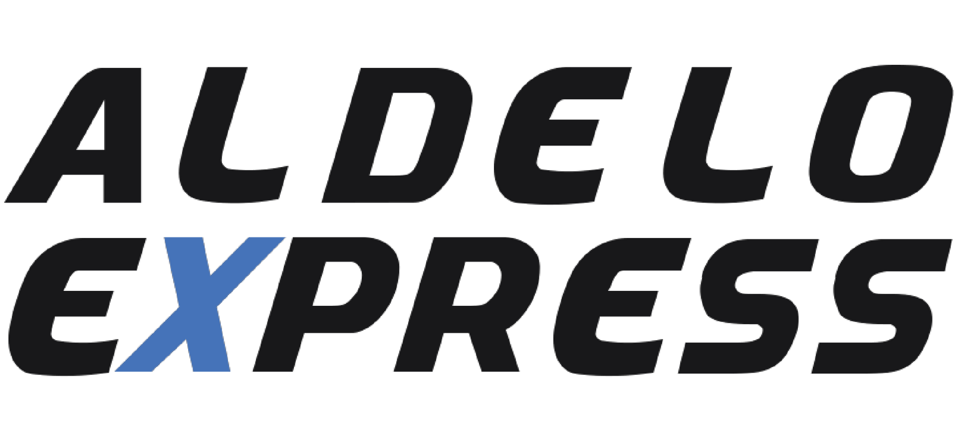 ALDELO EXPRESS logo with black text and a blue 