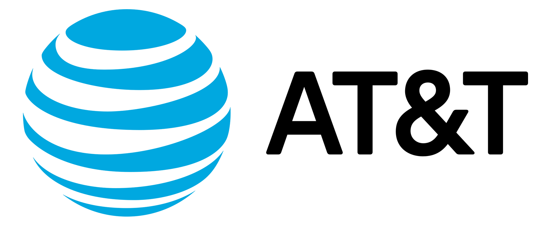 AT&T logo: a blue globe with curved lines and the black text