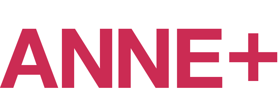 Het ANNE+ logo in vetgedrukte roze-rode tekst op een witte achtergrond.