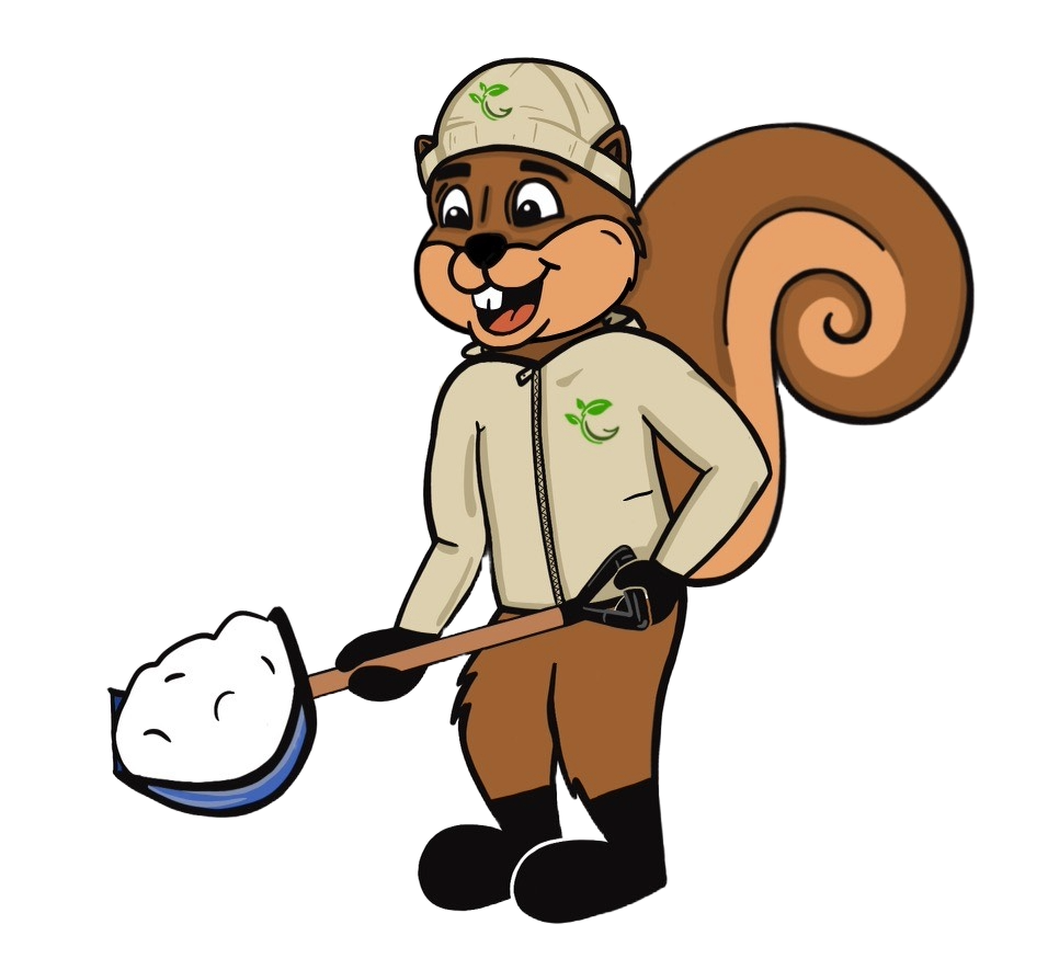 GreenerConcepts Mascot with a Snow Shovel