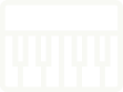 Keyboard icon with white and black keys.
