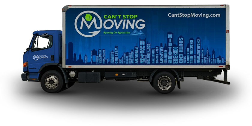 Blue moving truck with