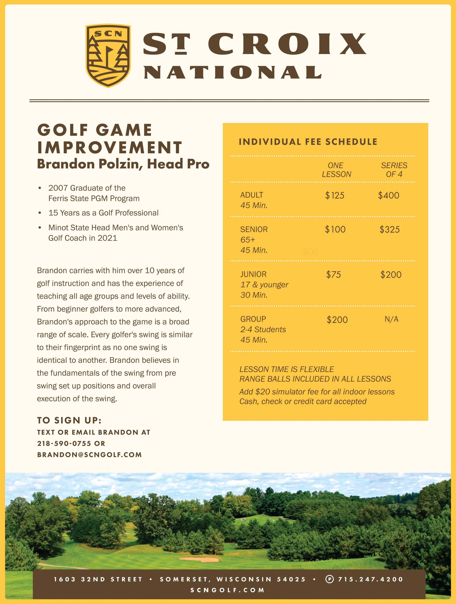 A flyer for st croix national golf game improvement