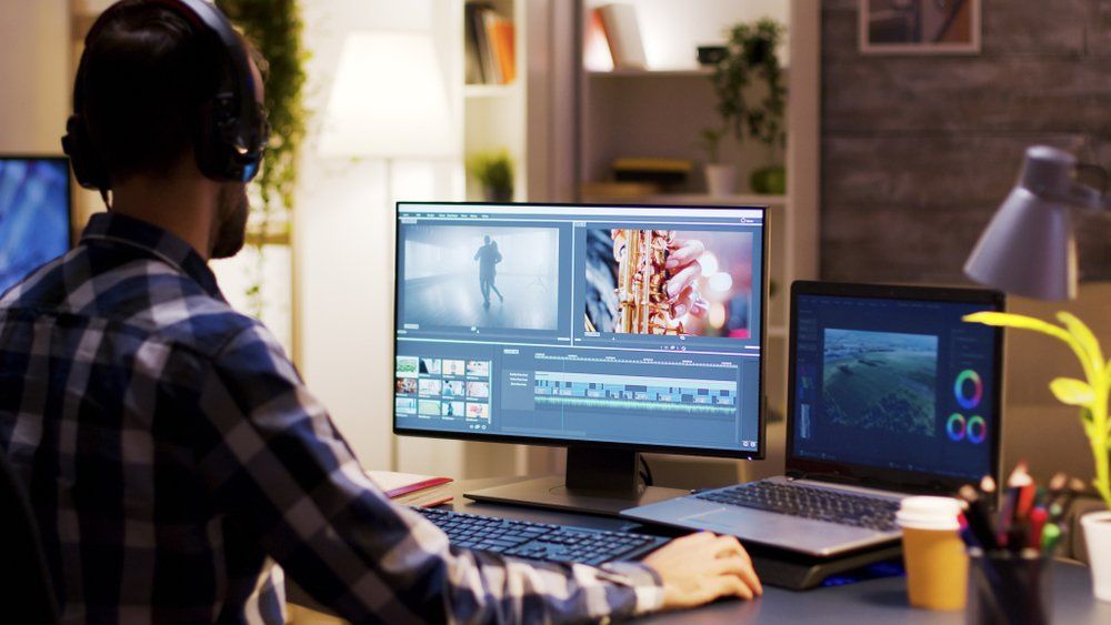 Man Editing Video