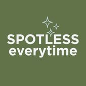 Green cleaning logo with sparkles and the words “SPOTLESS EVERY TIME”