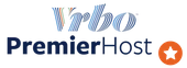 Vrbo PremierHost logo with orange star badge on white background