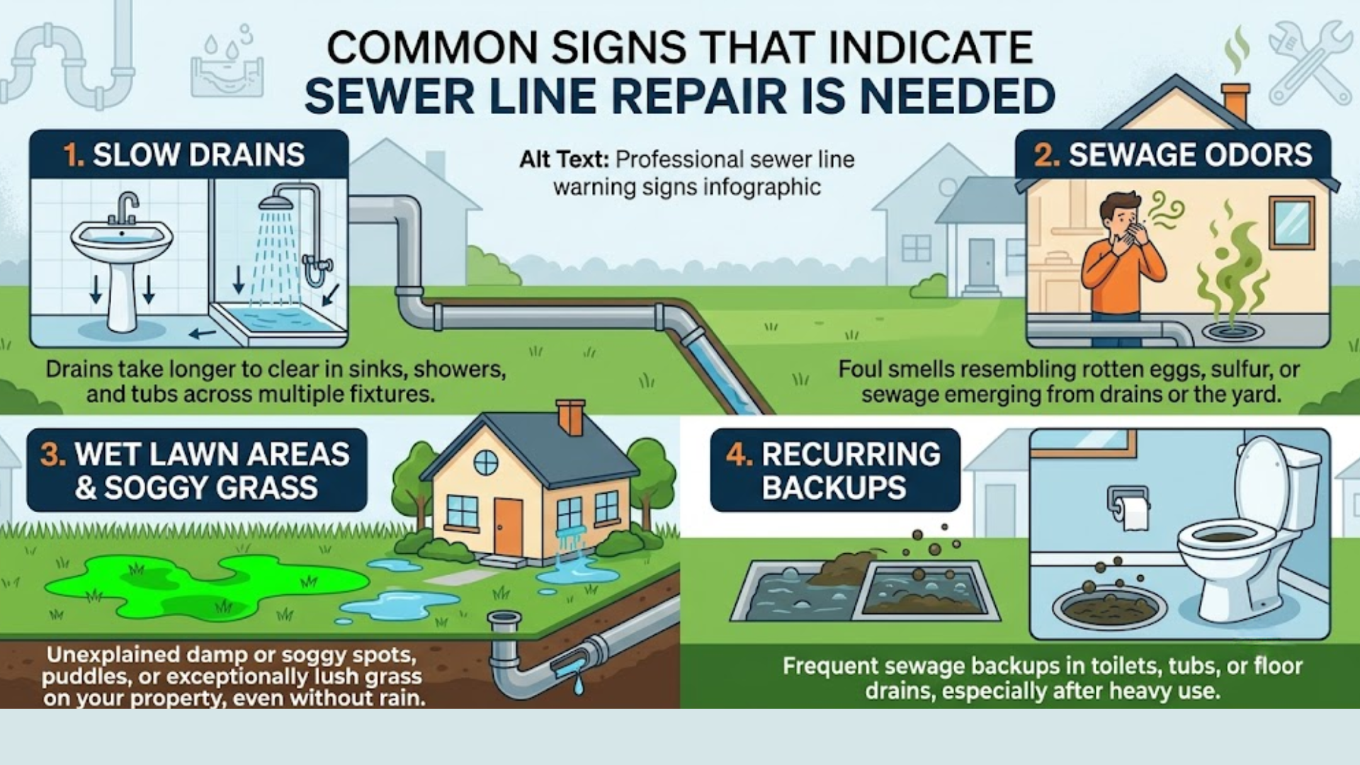 Common signs that indicate sewer line repair is needed