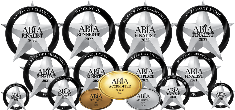 Several aria awards are displayed on a white background