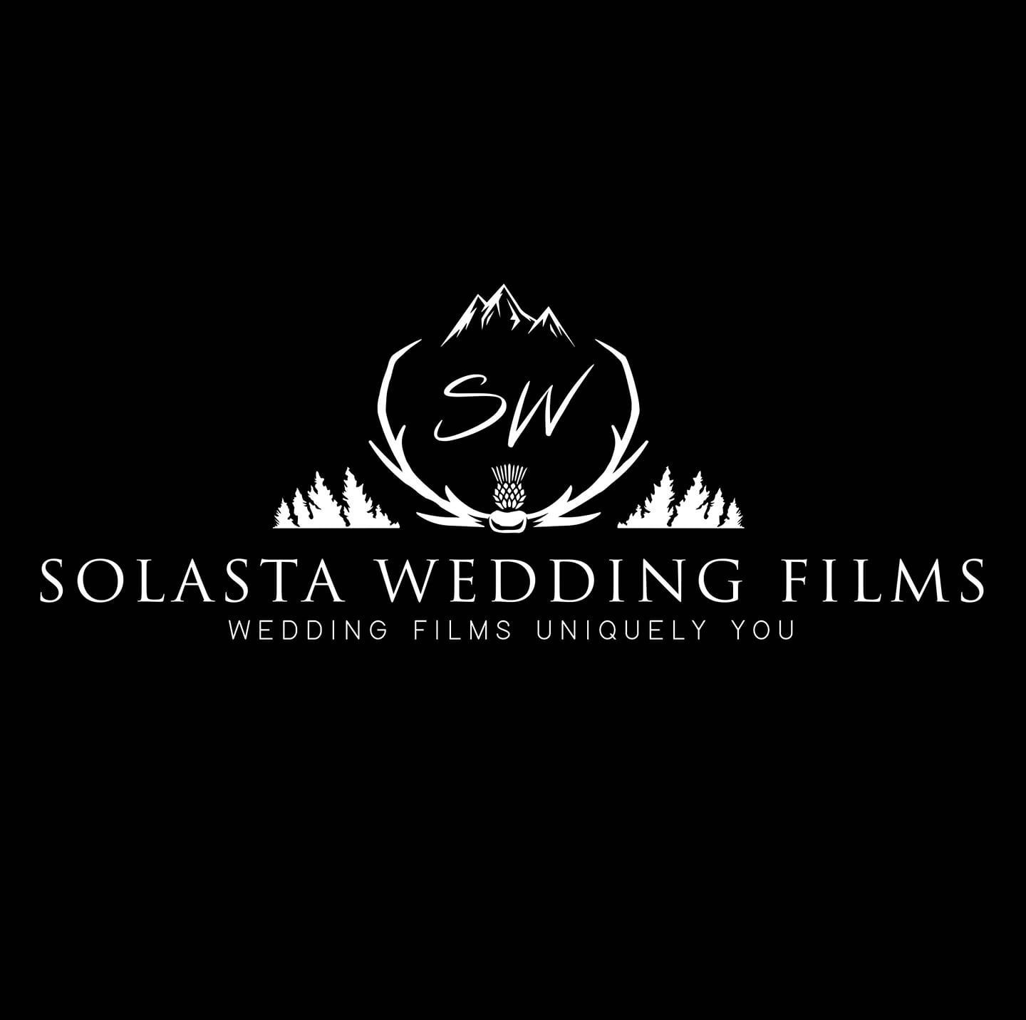 The logo for solasta wedding films is white on a black background.