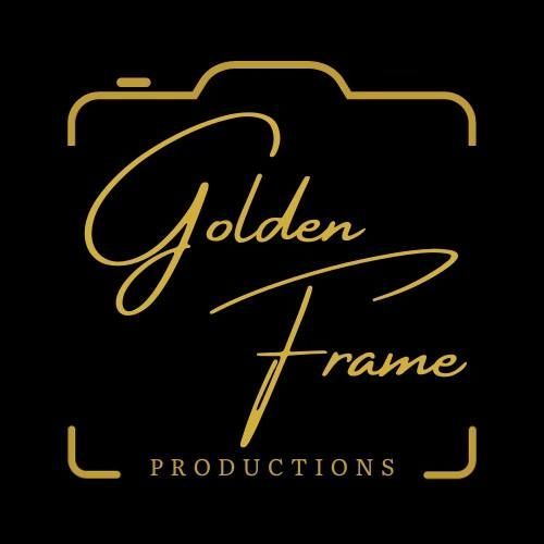 Golden Frame Productions logo: gold script lettering and camera outline on black background.