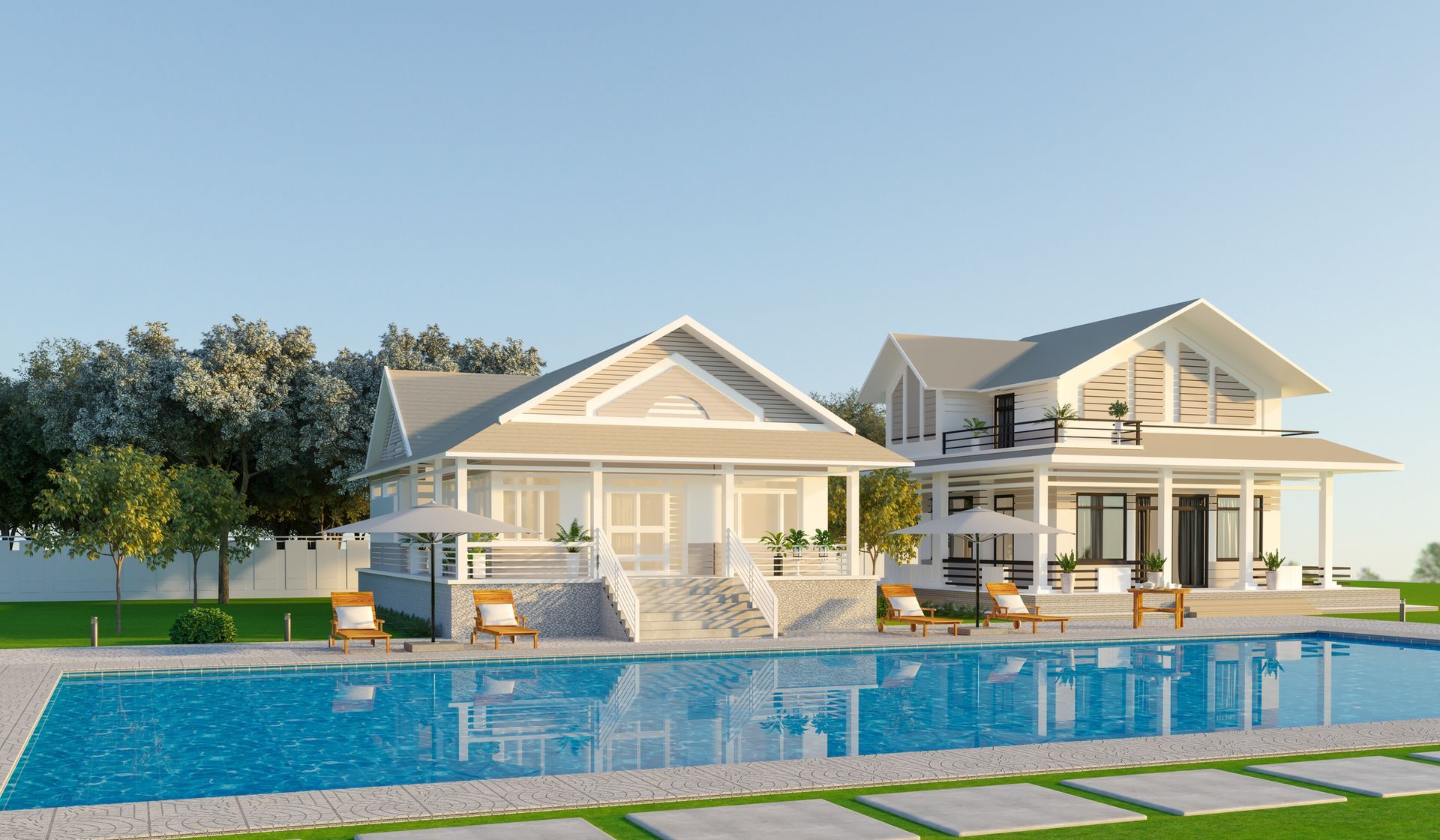 Elegant resort property with a well-maintained private pool.