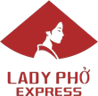 Red Lady Phở Express logo with a woman profile inside a fan shape